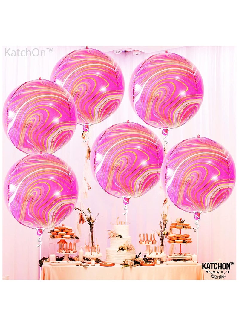 KATCHON Pink Marble Balloons - Pack of 6 | Pink and Orange Balloons, Pink and Orange Party Decorations - Image 5